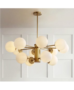 Nordic pendant light, living room light, bedroom study, round ball, simple and atmospheric lighting, creative personality, all copper restaurant, American style