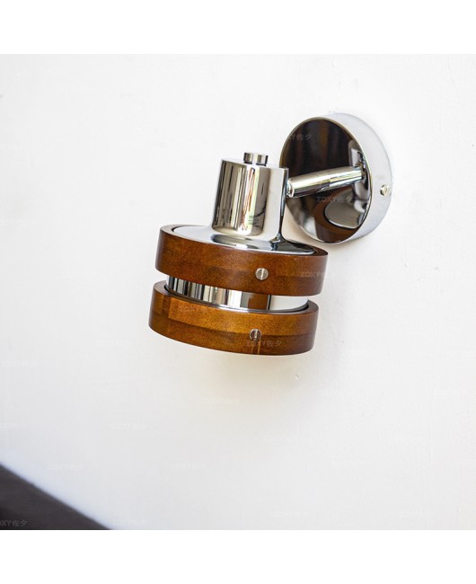 2023 New Vintage Solid Wood Walnut Color Small Wall Light Wabi Sabi Style Bedroom Bedhead Reading Light Japanese Wall Light