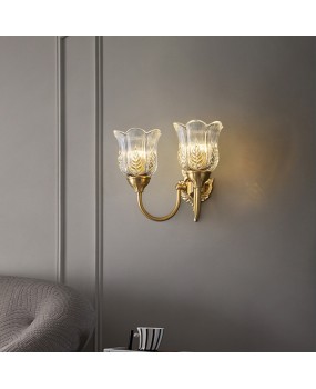 American style light luxury all copper wall lamp staircase modern creative bedroom background wall lamp retro French living room atmospheric wall lamp