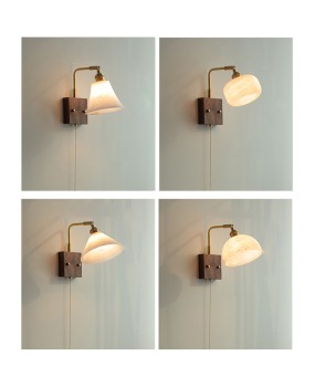 Cloud stone wall lamp, bedside lamp, bedroom creative, black walnut living room, characteristic staircase, hallway wall lamp, pull rope switch