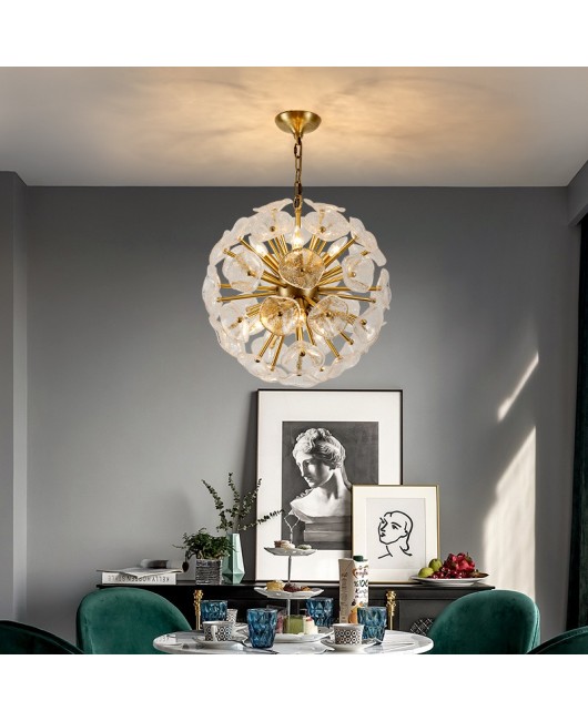 Postmodern light luxury chandelier, dining room, living room lighting, creative personality, glass tree leaves, flowers, bedroom, internet famous lighting