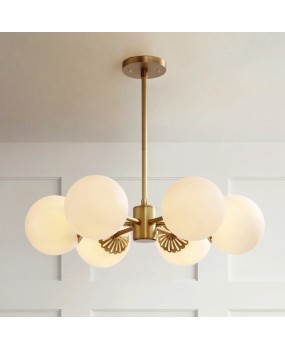Nordic pendant light, living room light, bedroom study, round ball, simple and atmospheric lighting, creative personality, all copper restaurant, American style