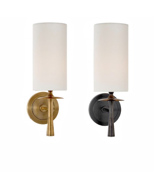 American retro all copper wall light luxury fabric living room bedroom bedside lamp hallway foyer hotel LED wall light