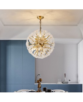 Postmodern light luxury chandelier, dining room, living room lighting, creative personality, glass tree leaves, flowers, bedroom, internet famous lighting
