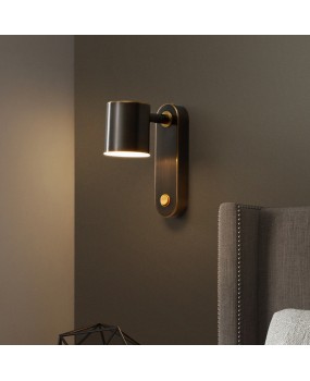 Bedhead wall lamp Nordic modern minimalist living room background wall lamp Light luxury all copper rotatable with switch bedroom lamp