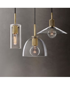 Postmodern bar counter restaurant pendant light minimalist designer dining room all copper lighting Hong Kong style light luxury bedroom single head pendant light