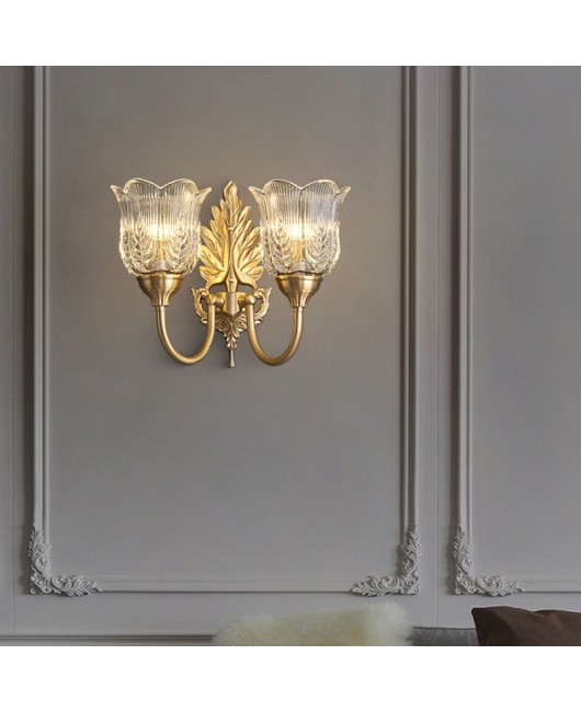 American style light luxury all copper wall lamp staircase modern creative bedroom background wall lamp retro French living room atmospheric wall lamp