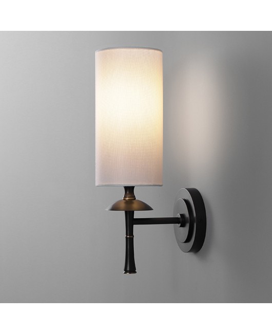 American retro all copper wall light luxury fabric living room bedroom bedside lamp hallway foyer hotel LED wall light