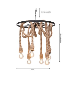 American retro living room dining room simple modern fashion industrial art personality bedroom creative hemp rope lighting pendant lamp