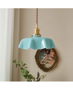 Cream style light luxury all copper glass restaurant pendant light retro internet famous bar counter balcony bay window bedside aisle light