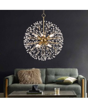 Postmodern luxury pendant light, minimalist living room dining room, all copper lighting fixtures, creative designer bedroom dandelion crystal light