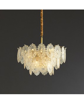 All copper light luxury living room lamp, simple modern dining room lamp, designer's creative personality bedroom lamp, glass villa pendant lamp