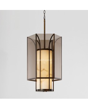 Chinese style imitation marble classical iron lamp model room dining room living room pendant light new Chinese style dining room pendant light