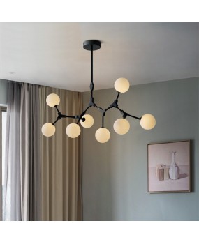 Nordic style living room lighting, American art restaurant, bar counter, bedroom, wrought iron tree branch, magic bean pendant light, Y-shaped fork, magic bean