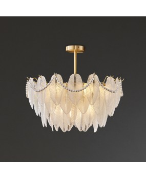 All copper light luxury living room lamp, simple modern dining room lamp, designer's creative personality bedroom lamp, glass villa pendant lamp