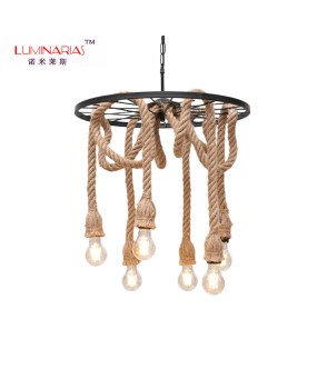 American retro living room dining room simple modern fashion industrial art personality bedroom creative hemp rope lighting pendant lamp
