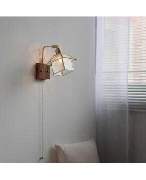 Full copper left and right rotating wall lamp North American black walnut dressing table Homestay bedroom bedside reading with switch wall lamp