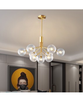 All copper living room pendant light 2023 new Zhongshan modern simple Nordic restaurant light atmospheric magic bean bedroom master light