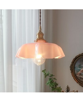 Cream style light luxury all copper glass restaurant pendant light retro internet famous bar counter balcony bay window bedside aisle light