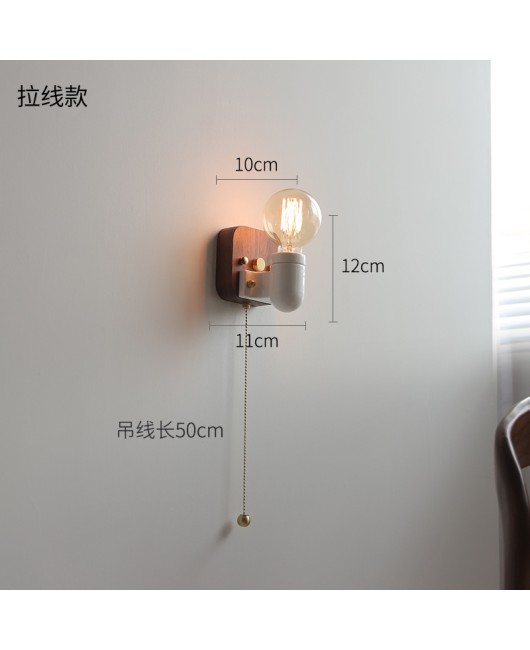 2023 New Black Walnut Retro Wall Light Japanese Balcony Designer's Simple Shop Window Decoration Light