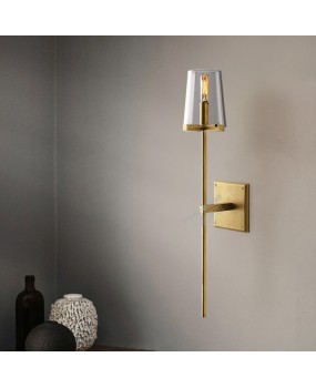 American retro all copper bedside wall lamp, postmodern minimalist creative living room TV background wall, staircase corridor lamp