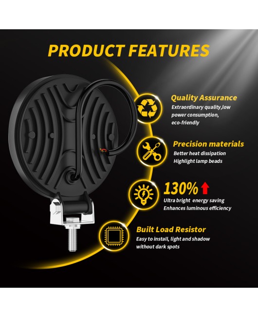 Car LED work light, circular 4-inch 39 light, modified spotlight, motorcycle DRL with aperture burst flash fork light