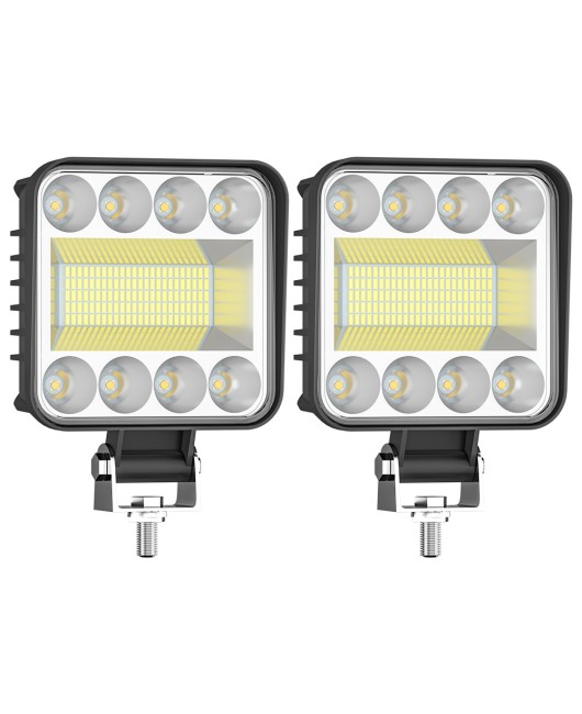 Car LED Headlight 4-inch Square 128LED Square Work Light Off road Vehicle Driving Light Auxiliary Light Cross border