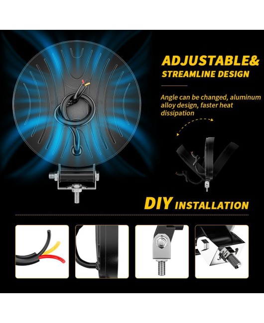 4-inch large field daytime running light with aperture, circular work light, automotive LED work light, auxiliary lighting 12-24V