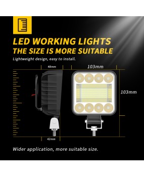 Car LED Headlight 4-inch Square 128LED Square Work Light Off road Vehicle Driving Light Auxiliary Light Cross border