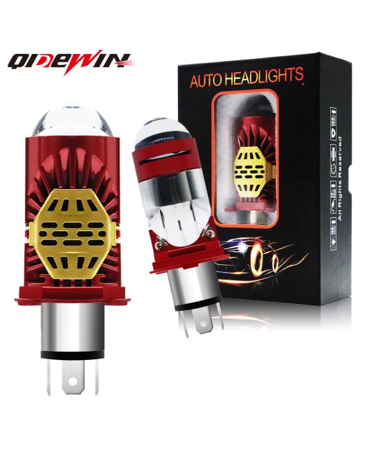 Car LED headlights H4 direct insertion dual lens laser headlights modified motorcycle spotlights manufacturer wholesale