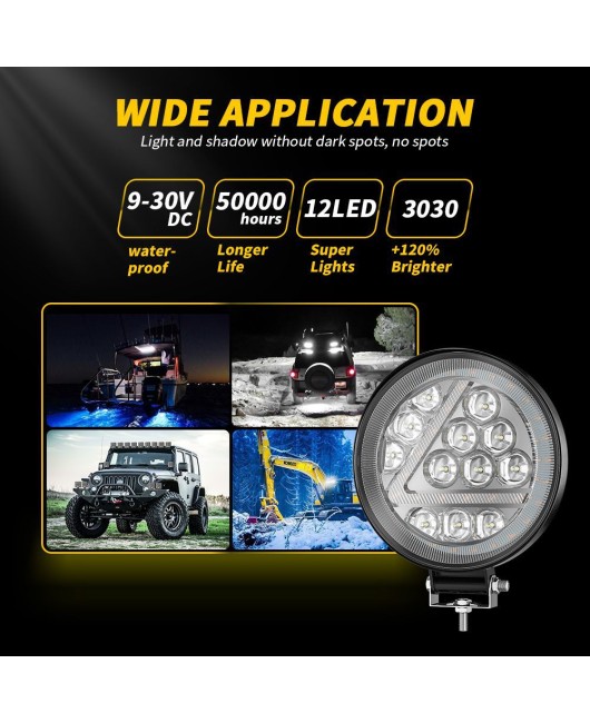DXZ 4-inch large field of view with DRL daytime running lights, circular work lights, automotive LED work lights, auxiliary lighting for vehicles