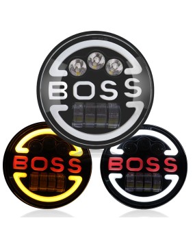 7-inch Wrangler Boss Headlights Harley Motorcycle Full Circle Angel Eyes White Yellow Aperture LED Lights Cross border