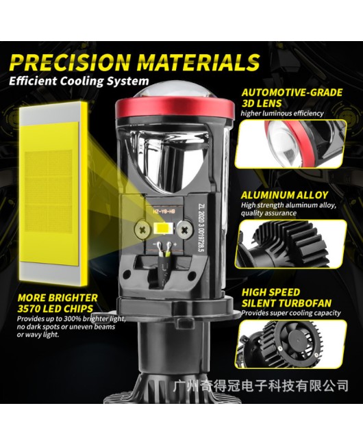 Car LED headlights H4H7 dual lens high beam cannonSuitable for Y9Pro car light modification accessoriesCross border exclusive supply