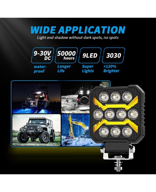 DXZ Black Knight 4-inch DRL square work light modified with LED off-road lights, headlights, spotlight assist lights