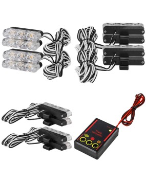 DXZ car grille light remote control clip multi-mode strobe opening red and blue flashing warning light, one drag four 3LED