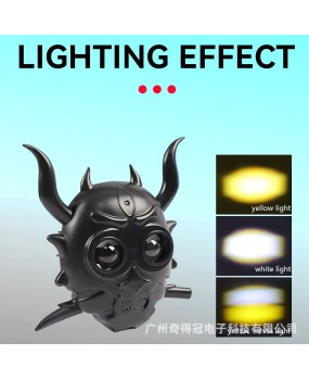 New cross-border motorcycle spotlights with white and yellow dual color lenses, black warrior spotlights, electric vehicle headlights, modified headlights