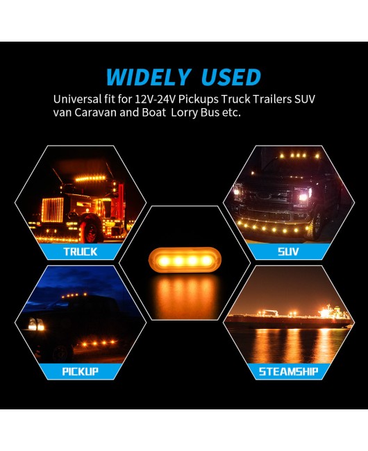 DXZ car side light warning model light 12-24V light guide type 4LED truck flashing light ultra-thin flashing light