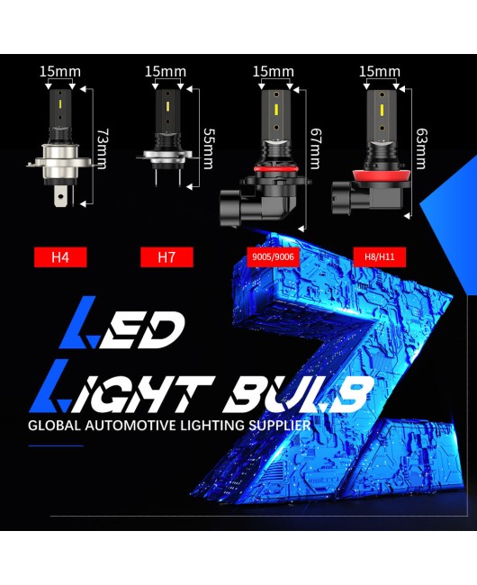 DXZ cross-border new car LED fog lights H8 H9 H11 30W 1860 light source LED headlights anti fog lights