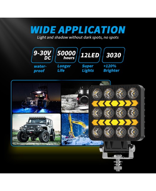 DXZ Black Knight 4-inch DRL square work light modified with LED dual color off-road vehicle spotlight, front bumper illumination headlight