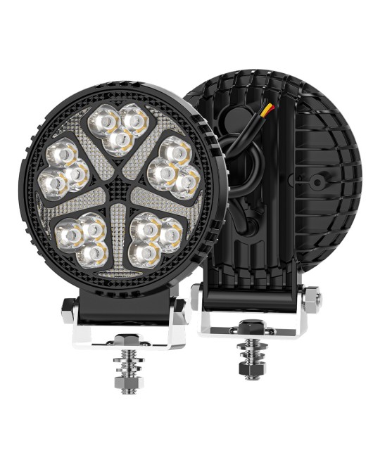 DXZ Black Knight 4-inch DRL Circular Work Light Automotive 15LED Work Light Off Road Light Auxiliary Front Light
