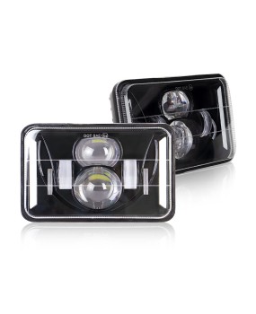 5.75-inch Jeep Wrangler Large Lamp Square 6-Bead Automotive LED Lamp Dual Lens LED Lamp Modification Spotlight Cross border