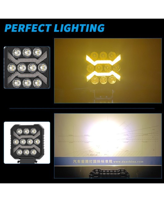 DXZ Black Knight 4-inch DRL square work light modified with LED off-road lights, headlights, spotlight assist lights