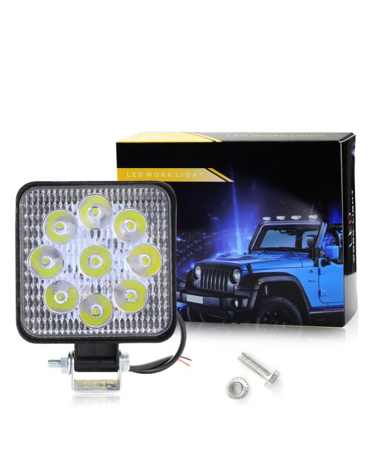 DXZ car LED work light mini square 9-light 27W auxiliary light off-road modification headlight spotlight headlight