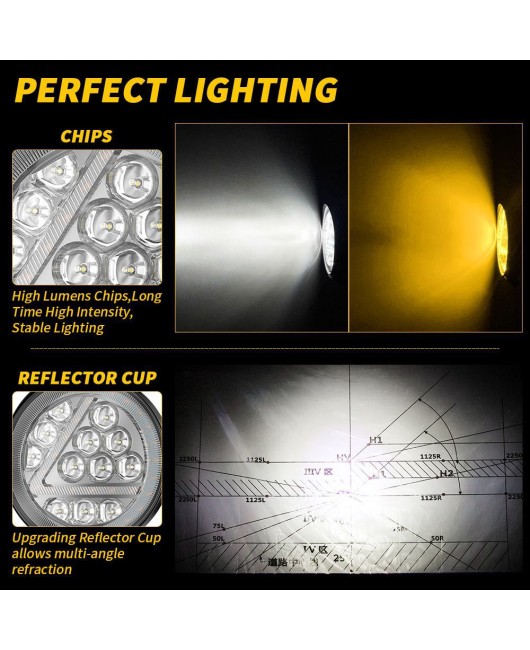 DXZ 4-inch large field of view with DRL daytime running lights, circular work lights, automotive LED work lights, auxiliary lighting for vehicles