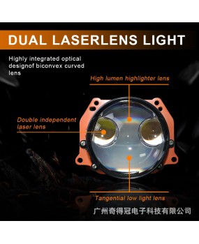 Cross border exclusive laser lens car LED headlights, dual direct reflector cup, high-power modified high and low beam headlights