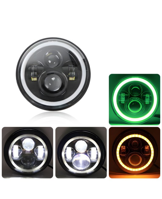 Source factory 7-inch Wrangler headlights with full circle red light, angel eyes, Harley motorcycle spotlights modified with LED headlights
