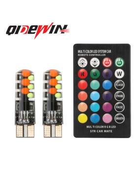 Car LED Small Light T10 RGB 5050 6SMD Colorful Flashing Wide Light Silicone License Plate Light Reading Light