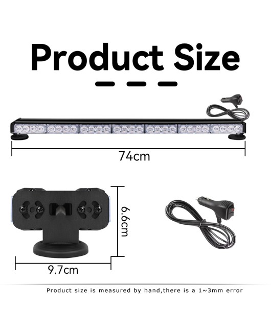 Car LED warning light, roof strip, red and blue flashing warning light, high brightness flashing top light, cross-border exclusive