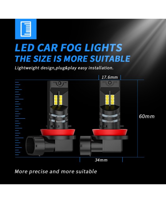 DXZ car LED headlights H8/H9/H11/9005 12 LED high-power LED front fog lights car bulb