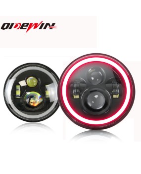 Source factory 7-inch Wrangler headlights with full circle red light, angel eyes, Harley motorcycle spotlights modified with LED headlights